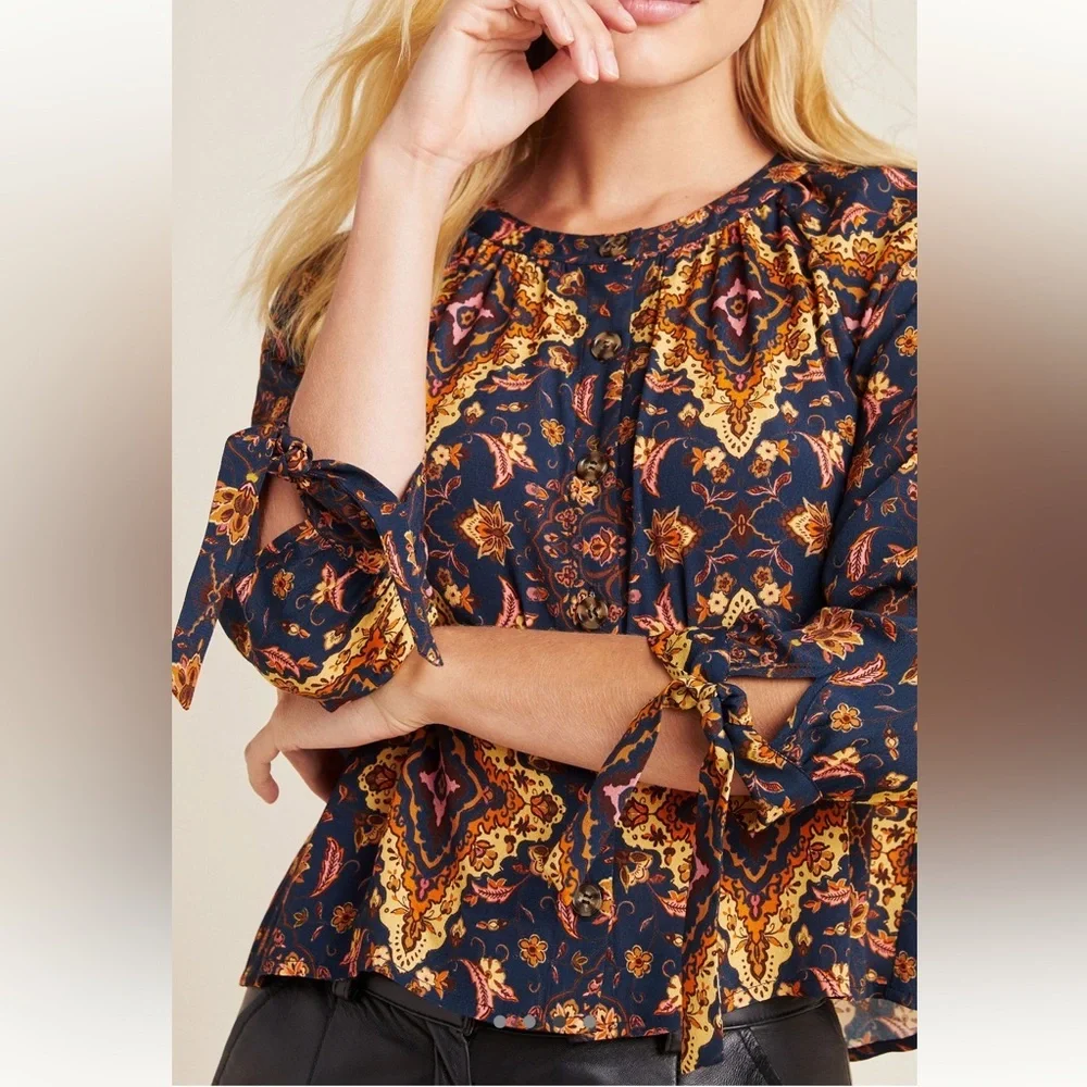 Anthropologie X Kachel Aleska Harvest Blouse 4 - Picture 4 of 7